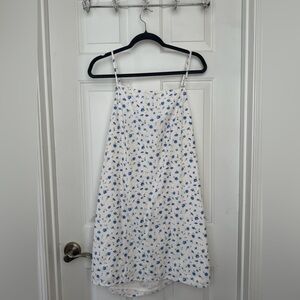 American Eagle Outfitters White Dress with Blue Floral Design
